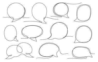 Bir satır yuvarlak diyalog balonu. Sohbet mesajı, yorum şablonu, çember ve oval konuşma baloncukları çerçeve vektörü