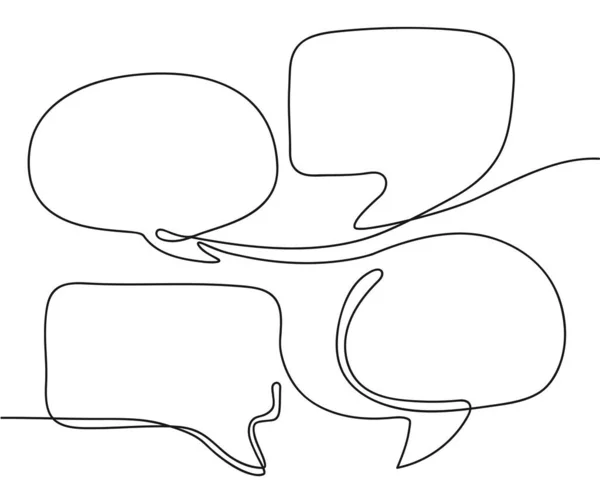 Uma Linha Diálogo Mensagens Conversa Conversação Linha Contínua Quatro Bolhas —  Vetores de Stock
