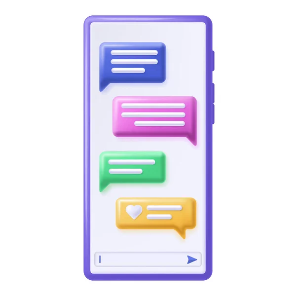 Mobile Chat Text Messages Bubbles Smartphone Screen Communication App Online — Stock Vector