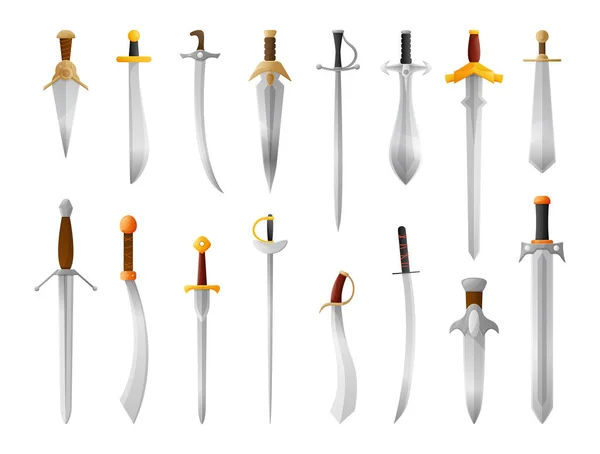Espada Medieval Dos Desenhos Animados Arma Lâmina Metal Sabre Cavaleiro — Vetor de Stock