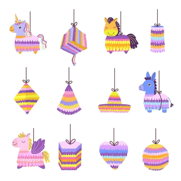 Pinatas Dibujos Animados Juguete Burro Mexicano Para Celebración Fiesta Caballo — Archivo Imágenes Vectoriales