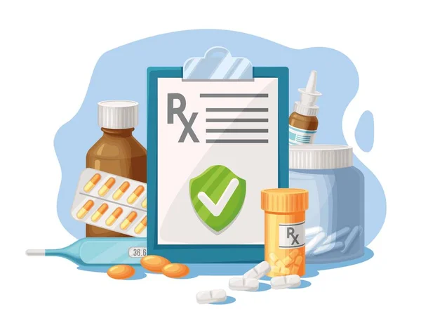 Receita Médica Formulário Para Medicamentos Comprimidos Medicamentos Lista Médica Para —  Vetores de Stock