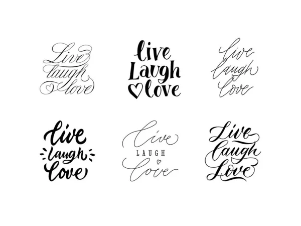 Live Laugh Love Lettering Slogan Fonte Caligrafia Inspirador Para Cartazes — Vetor de Stock