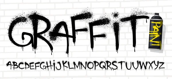 Spray Graffiti Fonte Parede Urbana Marcando Letras Texto Arte Rua — Vetor de Stock