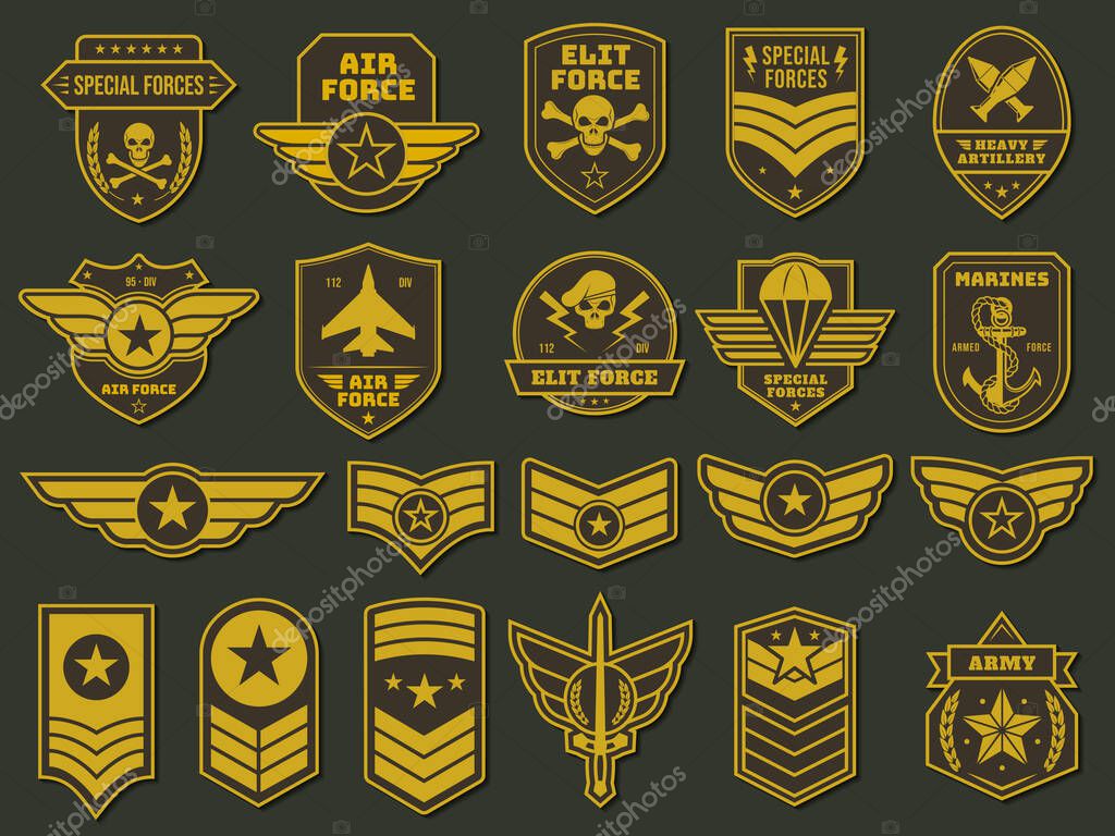 Distintivi Dell'esercito Emblemi Delle Unità Militari Toppe Dei Soldati  Targhette - Vettoriale Stock di ©winwin.artlab@gmail.com 584486110