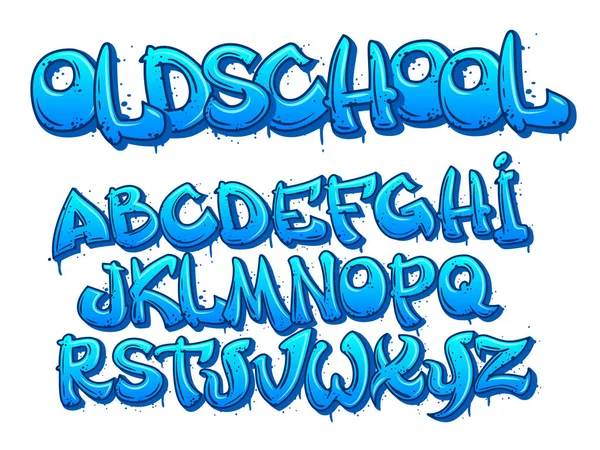 Old School Graffiti Font Cartoon Alphabet Capital Letters Street Art — Stockový vektor