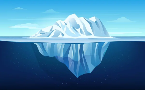 Cartoon Iceberg Growler Floating Ocean Underwater Part Iceberg Tip Giant — Image vectorielle