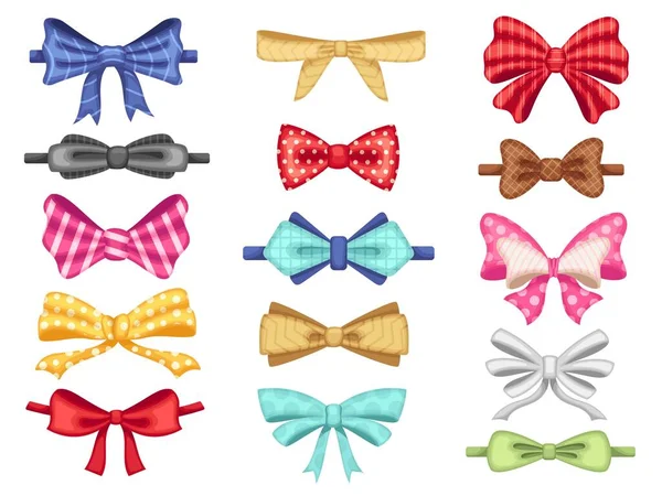 Cartoon Bow Accessories Tied Ribbons Bow Tie Lady Gentleman Gift — Stock Vector