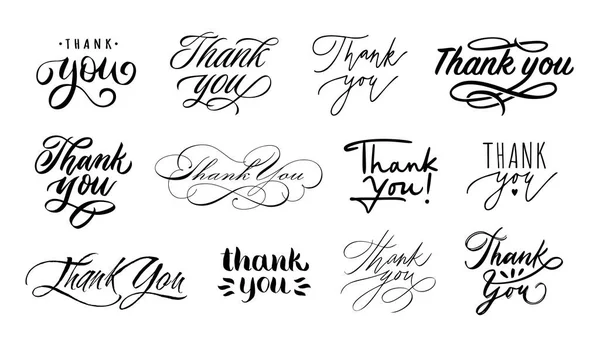 Thank You Lettering Handwritten Calligraphic Words Thanks Thanking Tags Letter — Image vectorielle