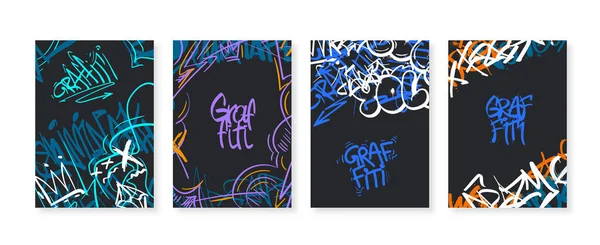 Graffiti Poster Street Art Marker Tags Urban Underground Culture Background — ストックベクタ