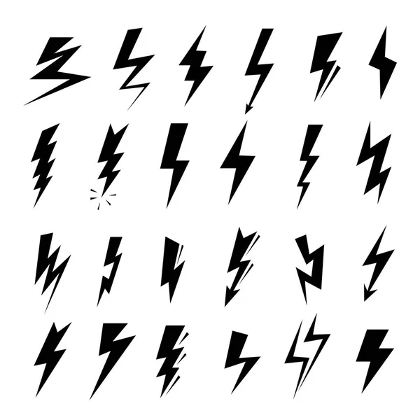 Значки Молний Скорость Вспышки Символы Грозы Набор Векторной Пиктограммы Электрической — стоковый вектор