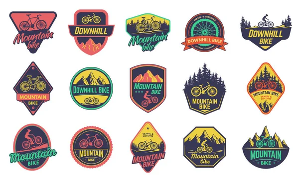 Mountain Bikes Badge Downhill Sticker Outdoor Freestyle Bicycle Bike Riders —  Vetores de Stock