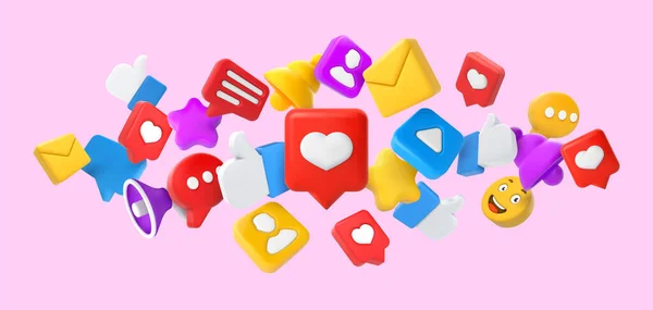 Social Media Concept Duimen Omhoog Hart Als Glimlach Emoji Favorieten — Stockvector