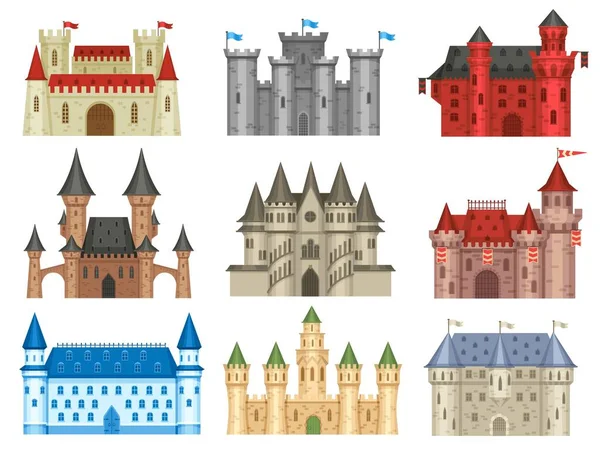 Medieval Castles Gothic Palace Ancient King House Old Kingdom Castle — Stock Vector