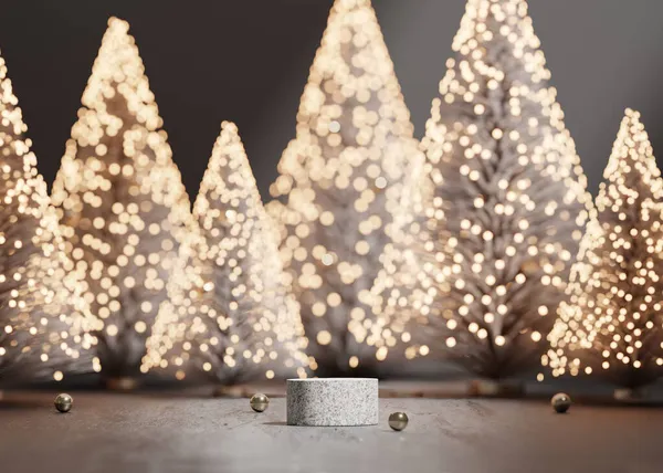 Exibição Pódio Fundo Árvore Natal Para Produto Natal Moderno Fundo — Fotografia de Stock