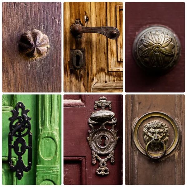 Montaje de manijas de puerta viejas — Foto de Stock