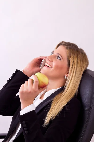 Sorridente donna d'affari telefono — Foto Stock