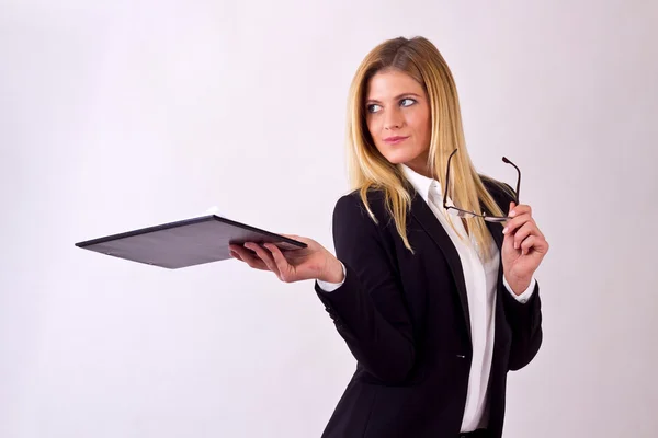 Young business woman with folder — Stock Photo, Image