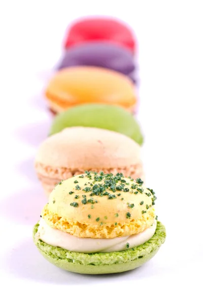 Kilka typów Macarons kolorowy — Zdjęcie stockowe