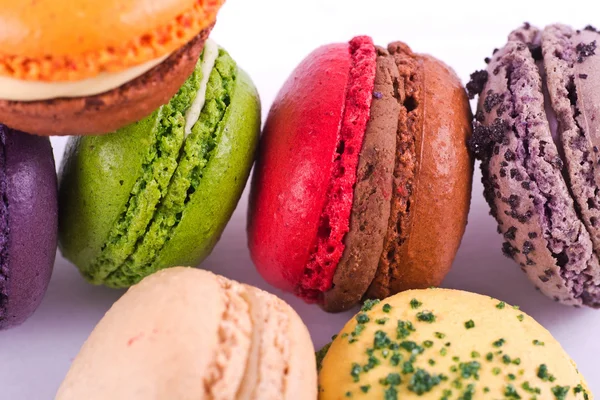 Několik typů barevných macarons — Stock fotografie