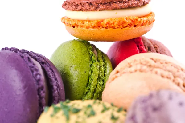 Flera typer av färgglada macarons — Stockfoto