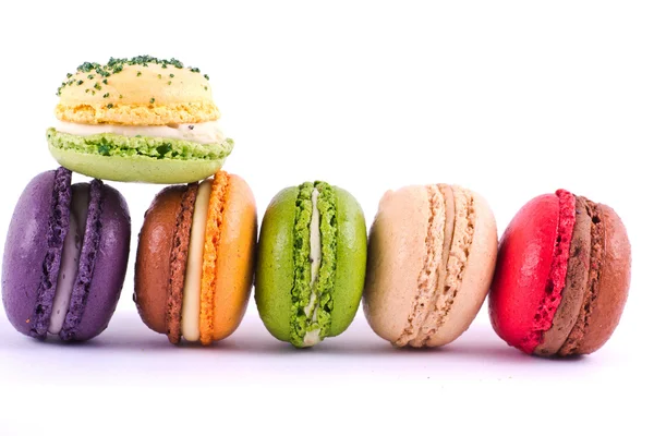 Několik typů barevných macarons — Stock fotografie