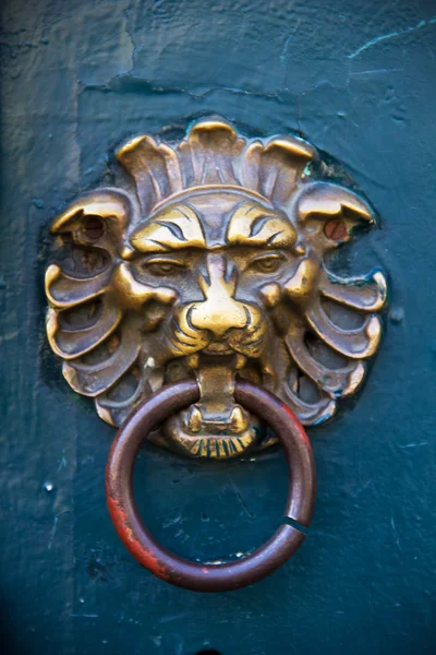 Vieja puerta de león golpeador — Foto de Stock