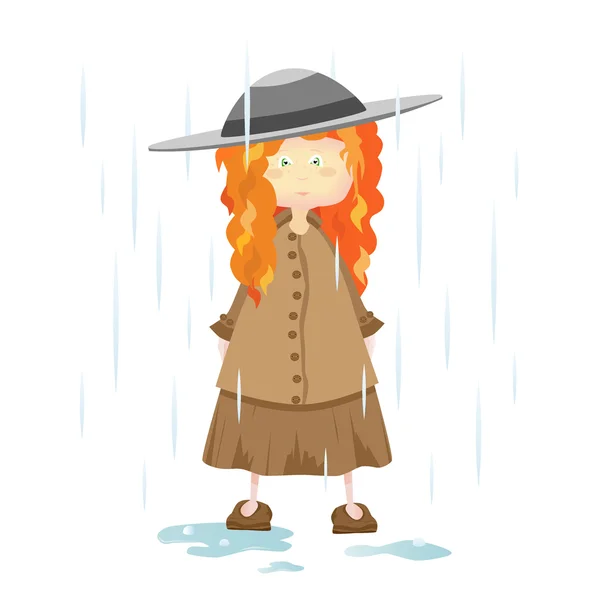 Ein Mädchen und Regen — Stockvektor