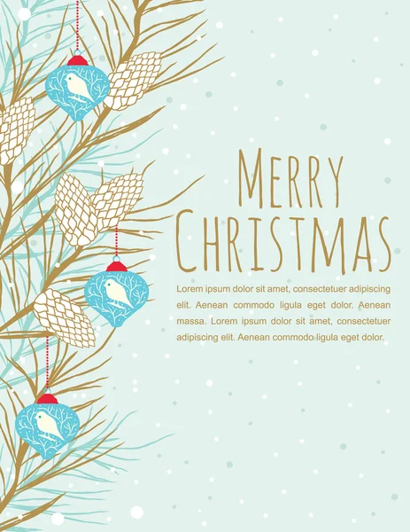 Weihnachtskarten-Design mit Tannenzapfen und Ornamenten im Vektor lizenzfreie Stockvektoren