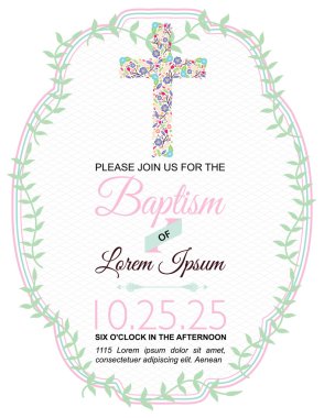 Baptism Card Design on White Background clipart