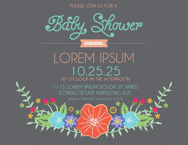 Baby-Dusche Einladungskarte auf grauem Hintergrund in Vektor lizenzfreie Stockvektoren