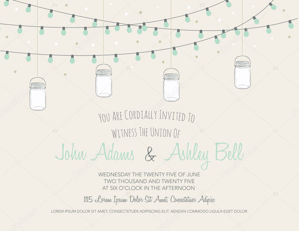 Wedding Invitation Card with Mason Jars