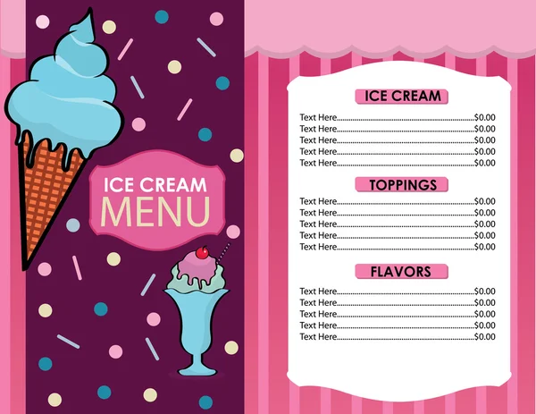 在向量中的冰激淋菜单 — 图库矢量图片