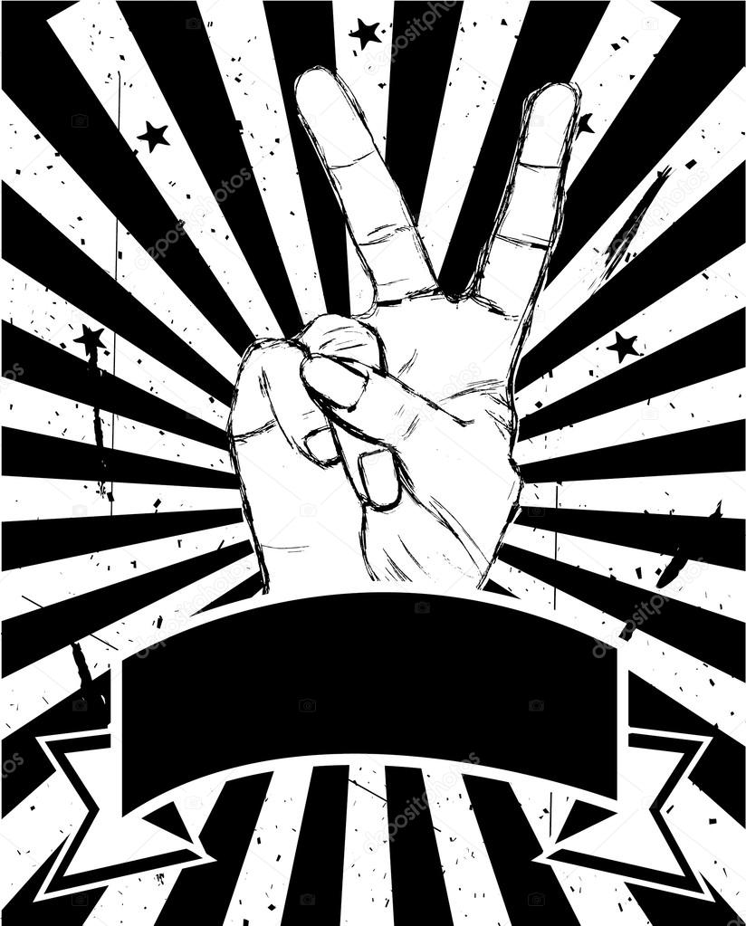 Political Poster with Hand in Black and White