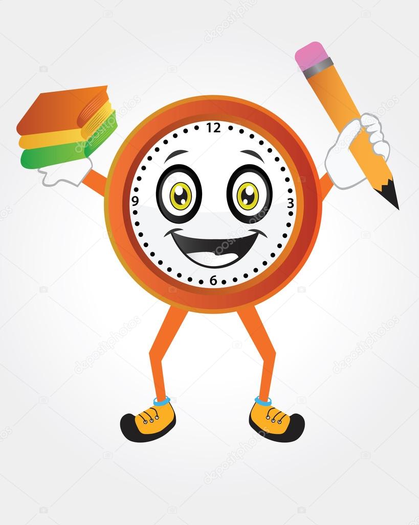 Clock Icon with school supplies