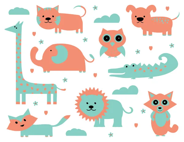 Cute Animal Clipart Collection — Stock Vector