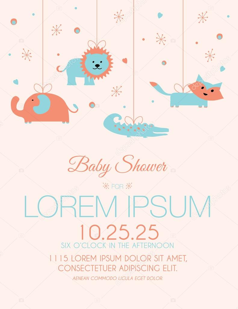 Cute Baby Shower Invitation Card in Vector