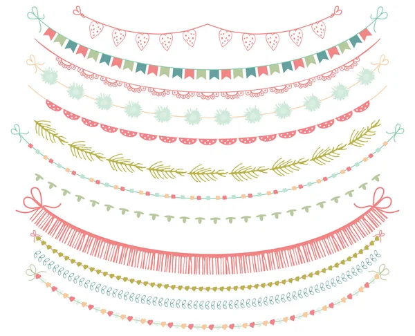 Garlands Set in Vector on White Background — Stock Vector