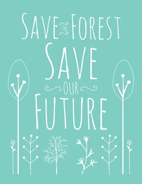Salve o pôster da floresta com árvores em Vector — Vetor de Stock
