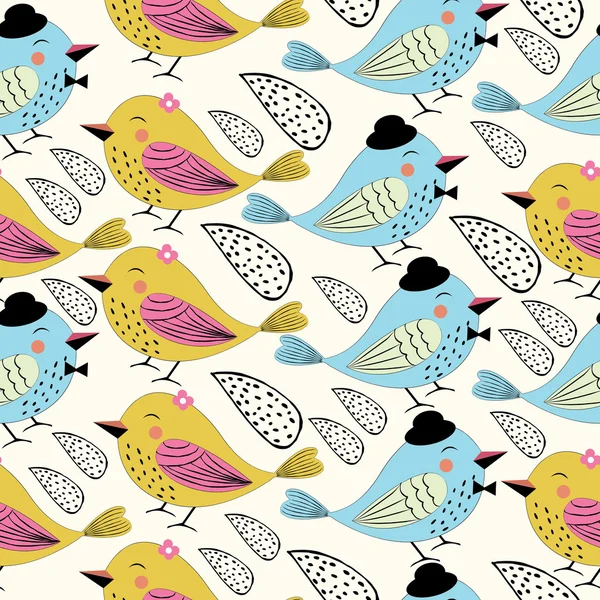 Fond de motif d'oiseau d'amour sans couture dans le vecteur — Image vectorielle