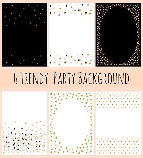 6 Party Baggrund med Confetti i hvid og sort Stock-illustration