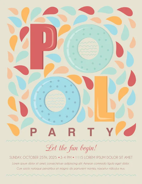 Pool eller Beach Party Invitation skabelon kort Royaltyfrie stock-illustrationer