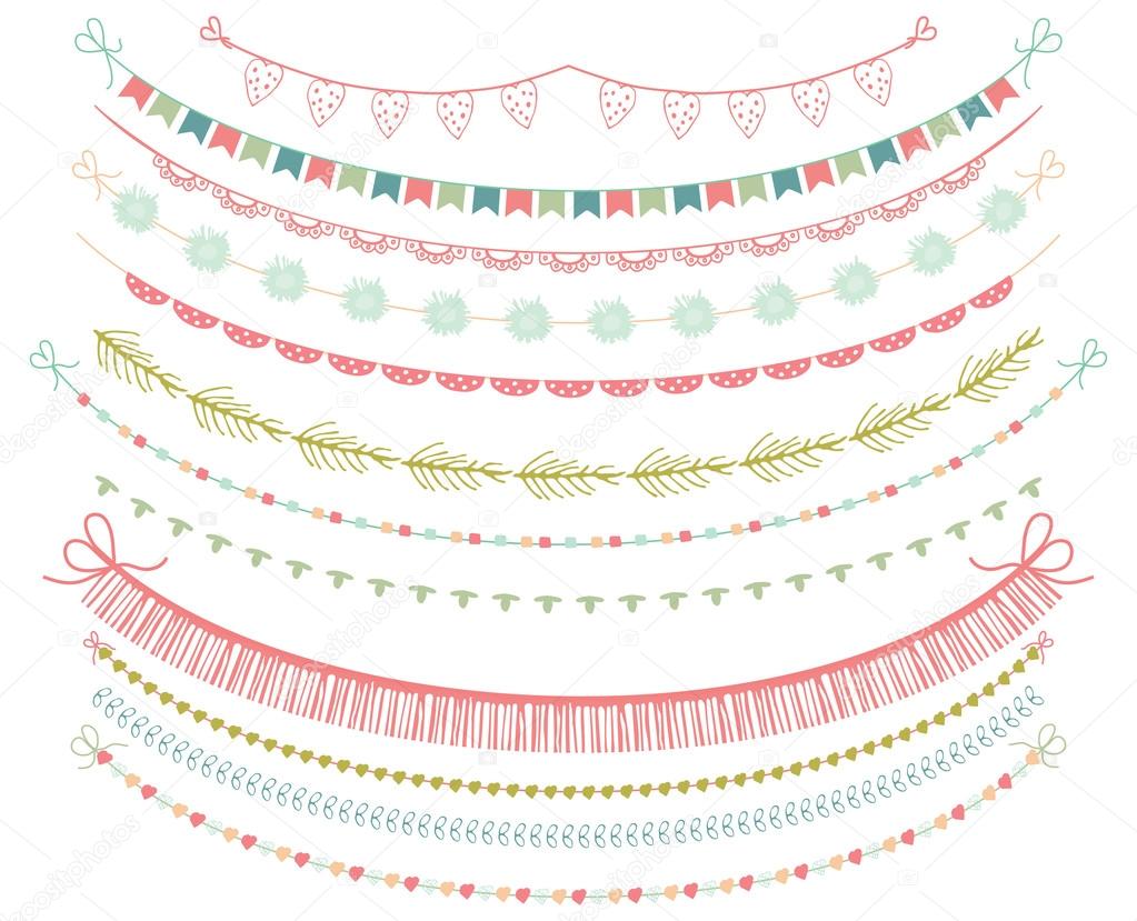 Garlands Set in Vector on White Background