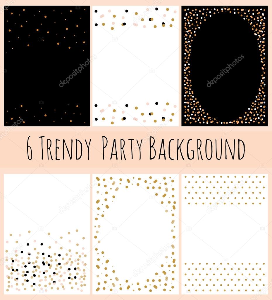 6 Party Background with Confetti in white and black