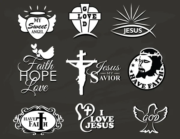 Kristne symboler og meddelelsessamling Stock-vektor