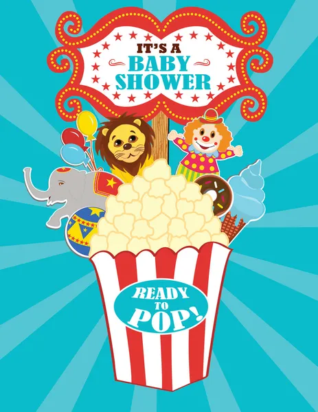 Cirkusz baby shower kártya tervez-val ikonok Jogdíjmentes Stock Illusztrációk