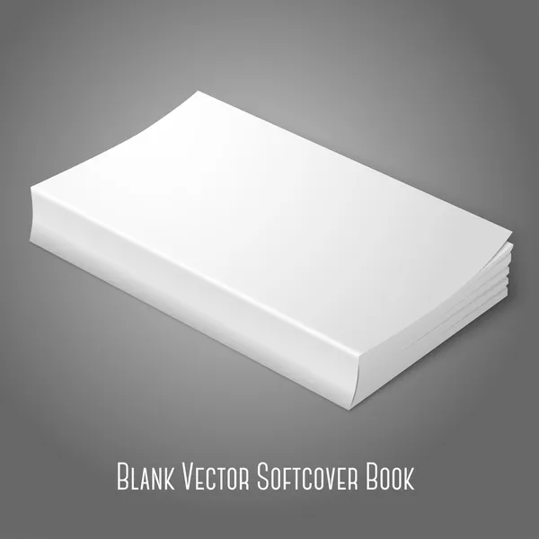 Libro in bianco con copertina morbida . — Vettoriale Stock