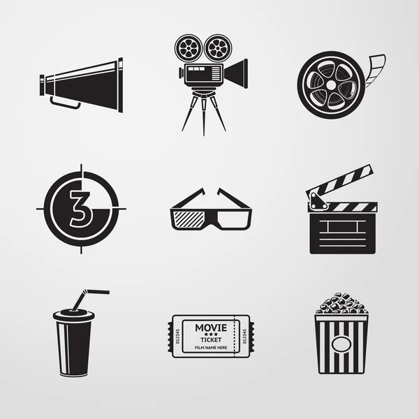 Conjunto de iconos de cine (película) — Archivo Imágenes Vectoriales