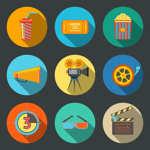 Conjunto de iconos de cine (película) — Vector de stock