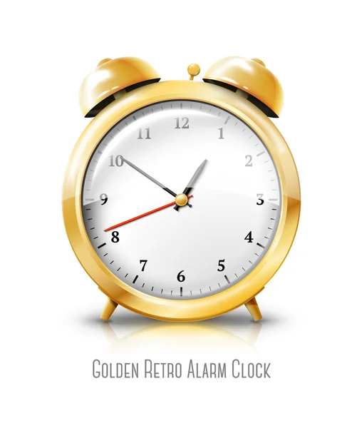 Relógio de alarme dourado — Vetor de Stock